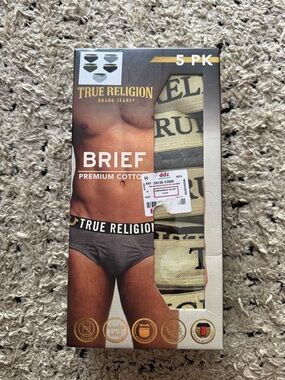 True Religion Men's Briefs 5-Pack in Black & Olive-Green